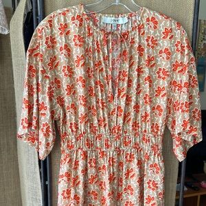 Joie Floral Top with Red/Orange and Cream Pattern